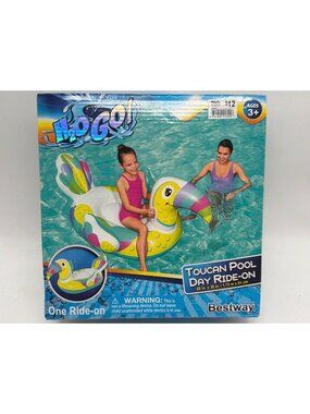 Toucan Pool Day Ride-On Inflatable Float By Bestway 68" x 36" For Ages 3+ With H